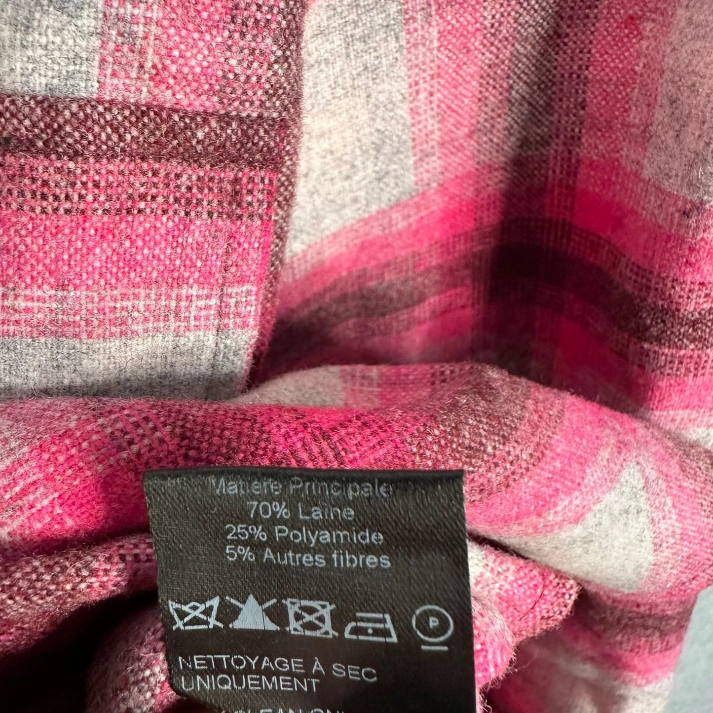 Isabel Marant Étoile Reosi Button-Down Shirt Flannel Women's Sz. 2 Plaid Pink And Gray