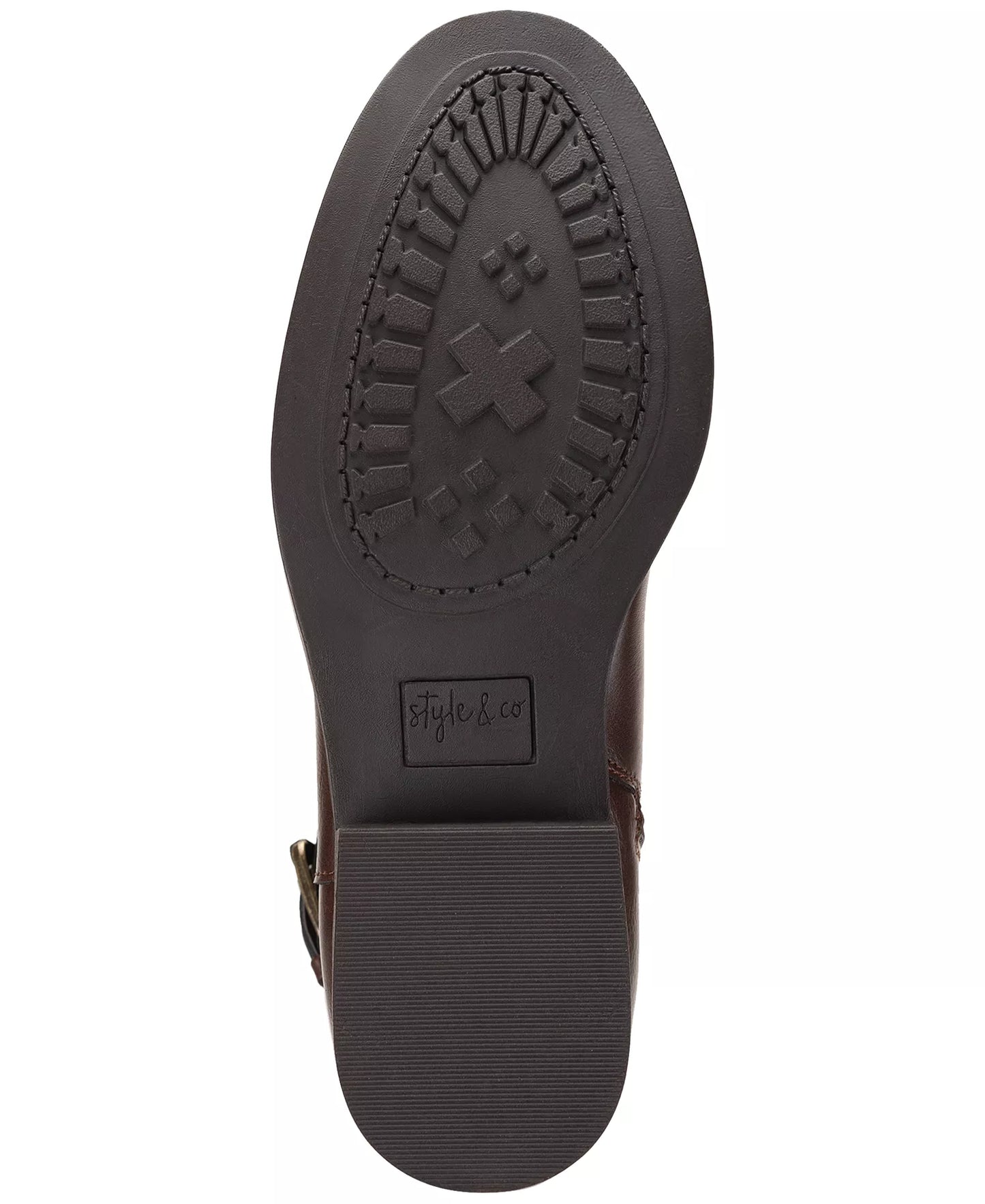 Style & Co. Maliaa Buckled Riding Boots Women's 10.5 M - WIDE CALF Faux Leather Brown