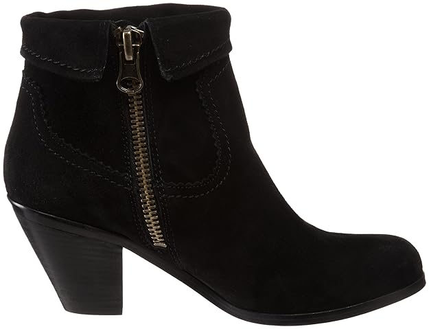 Sam Edelman Louie Ankle Boots Women's Size 9 Booties Black Suede Fringe Accent Almond Closed Toe