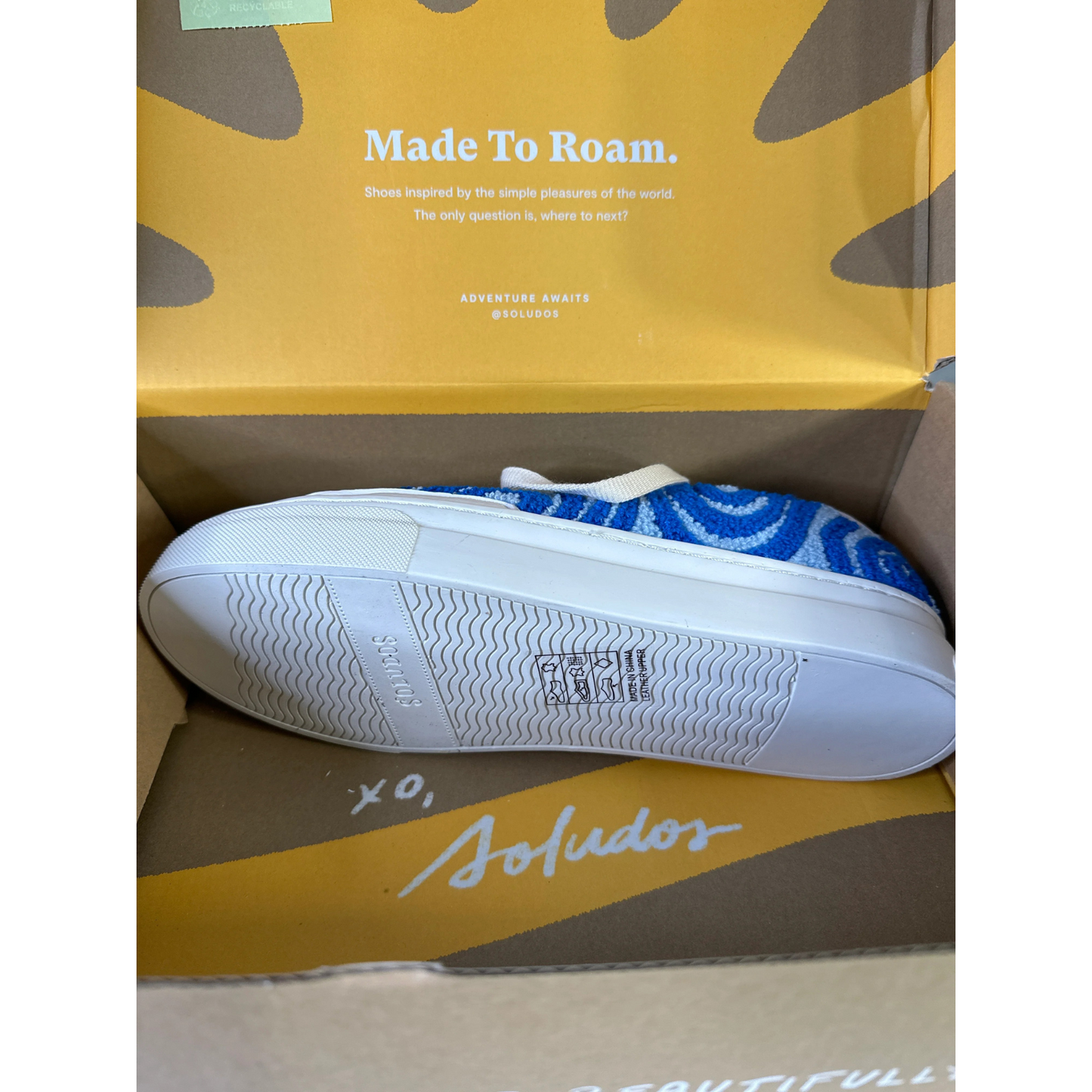 Soludos showing the bottom of shoe