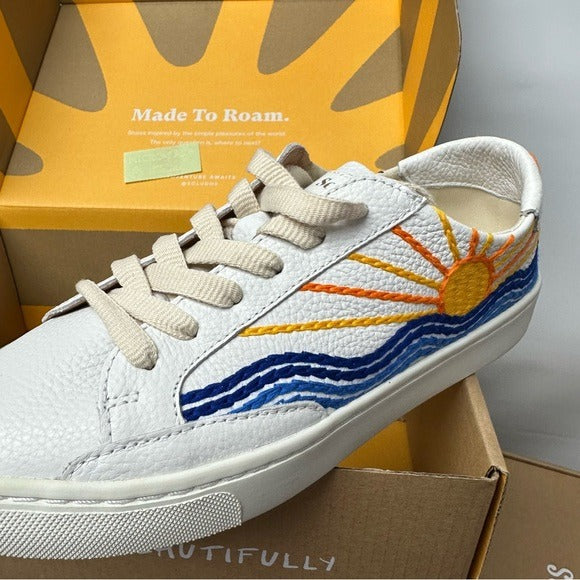 Soludos Leather Sneakers Women's Size 5.5 US Ortholite Insole Sunrise Sunset