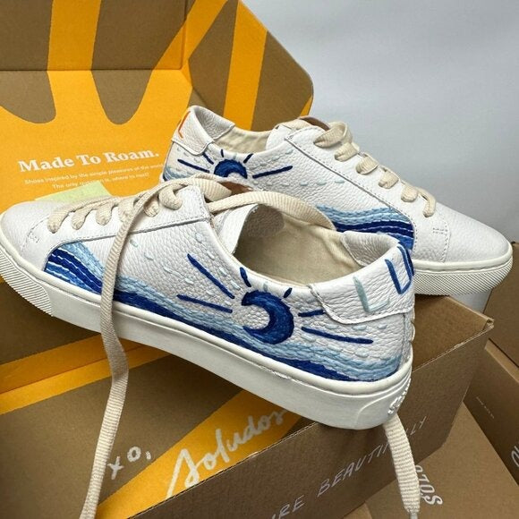 Soludos Leather Sneakers Women's Size 5.5 US Ortholite Insole Sunrise Sunset