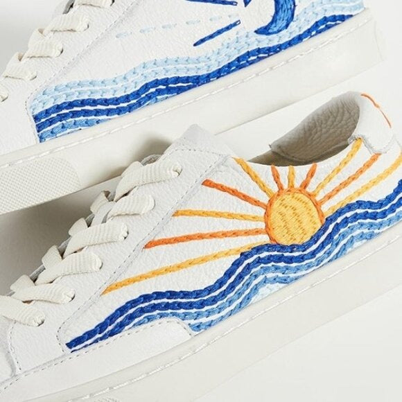 Soludos Leather Sneakers Women's Size 5.5 US Ortholite Insole Sunrise Sunset