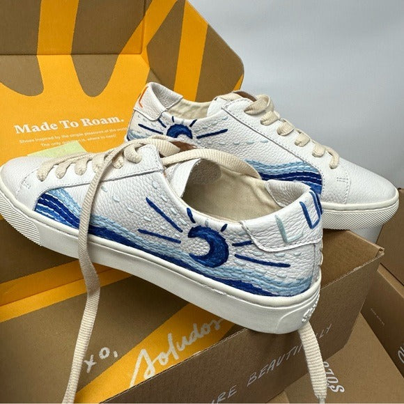 Soludos Leather Sneakers Women's Size 5.5 US Ortholite Insole Sunrise Sunset