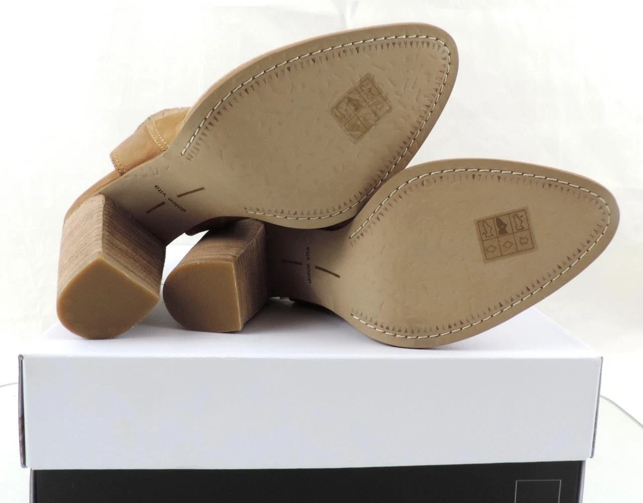 Dolce Vita Ankle Boots Women's Size 10 M Booties Nubuck Leather Stacked Open Heel