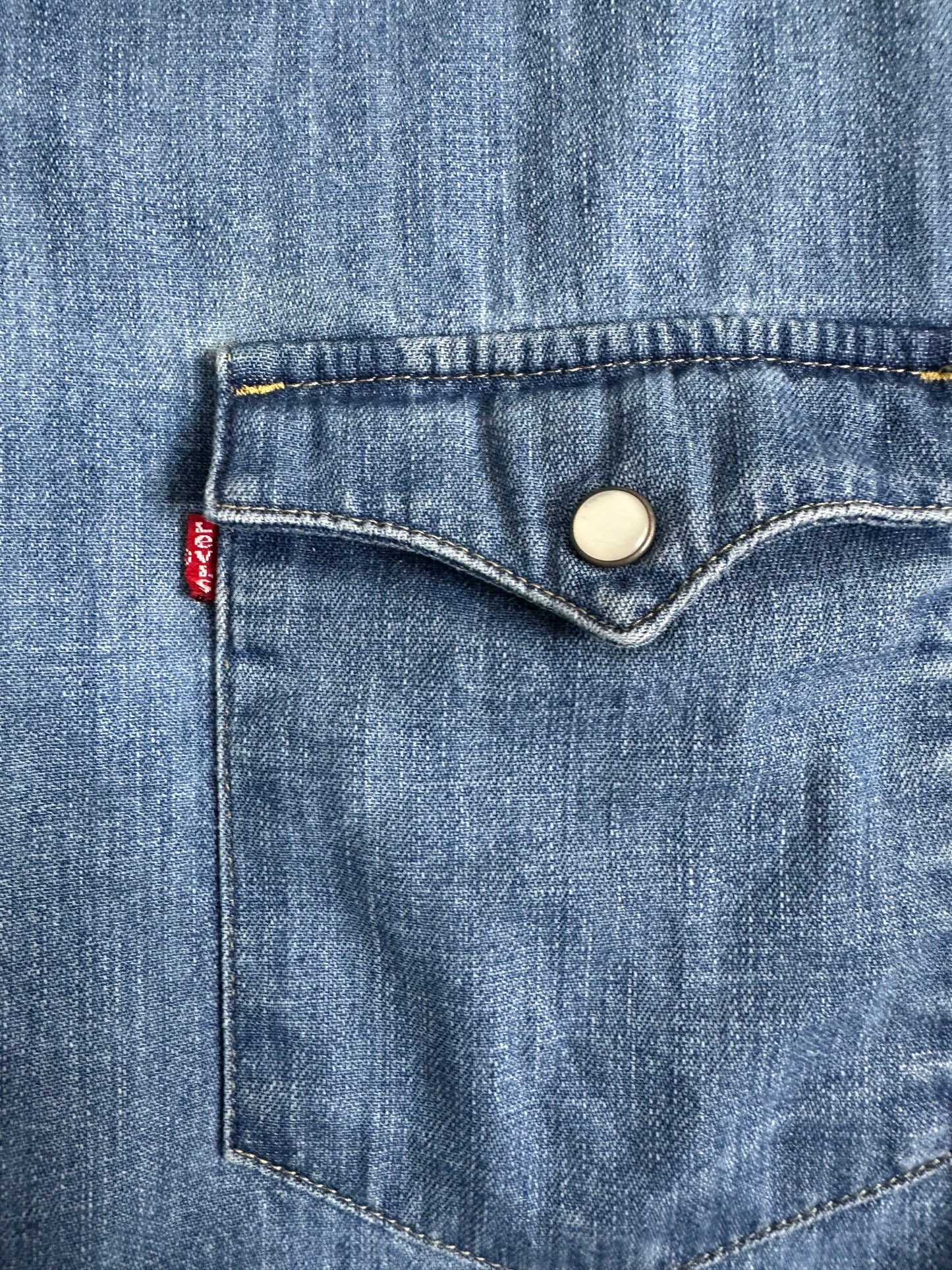 Levi's Western Medium Wash Denim Pearl Snap Button-Up Shirt Men's XXL