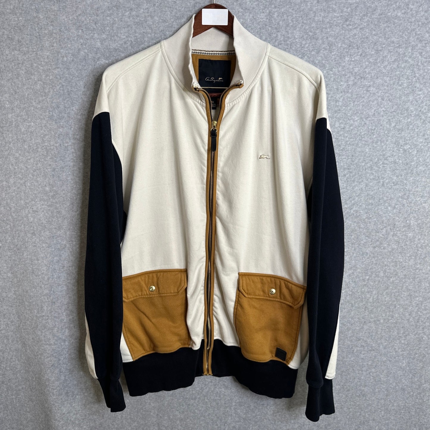 A. Tiziano Parker Creme Color Block Full Zip Streetwear Knit Sweater Men's 5X