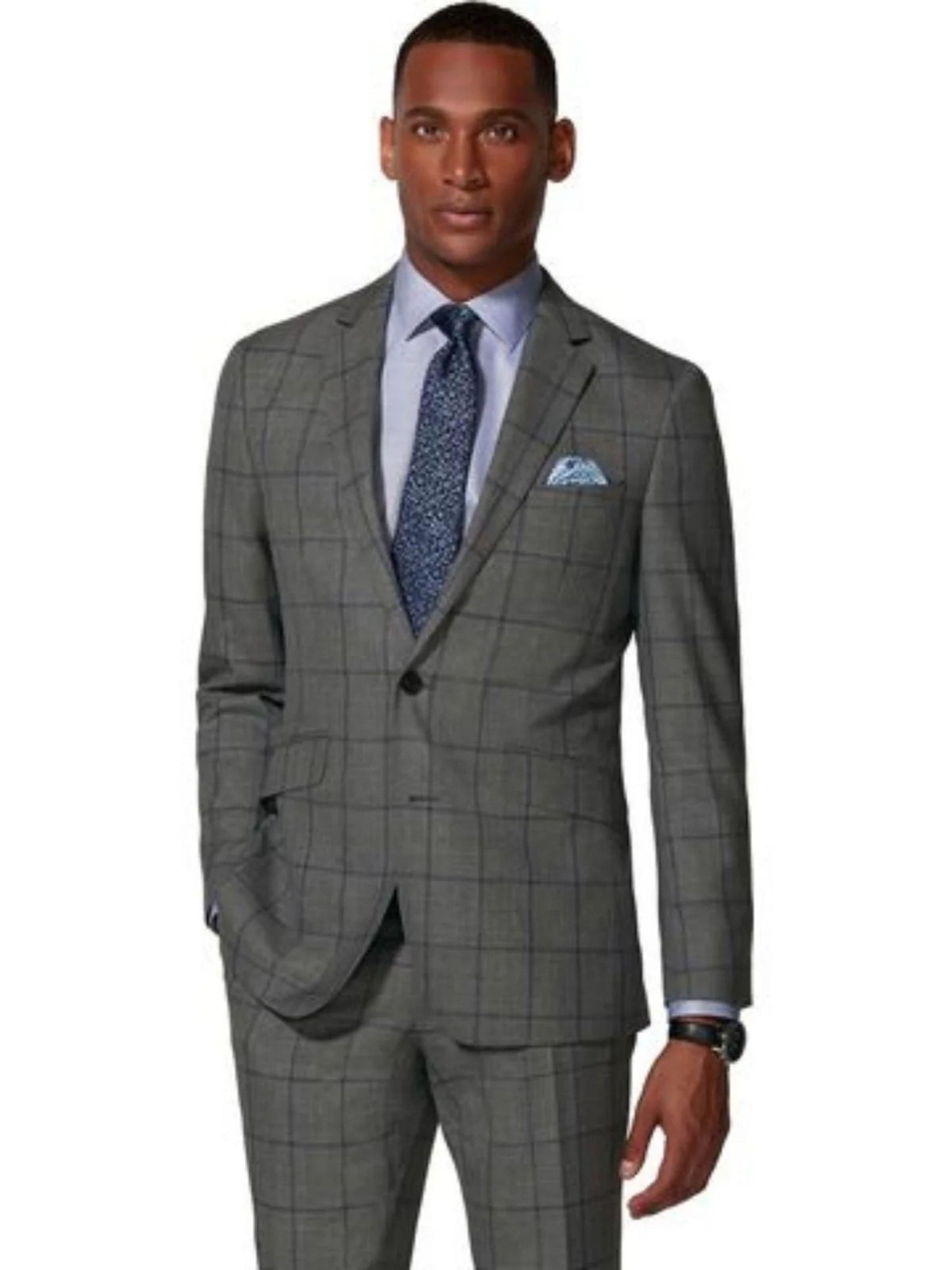 T.M. Lewin Men's Modern Fit Suit Jacket Blazer Merino Wool Slim Vitale Barberis Canonico 42 Long
