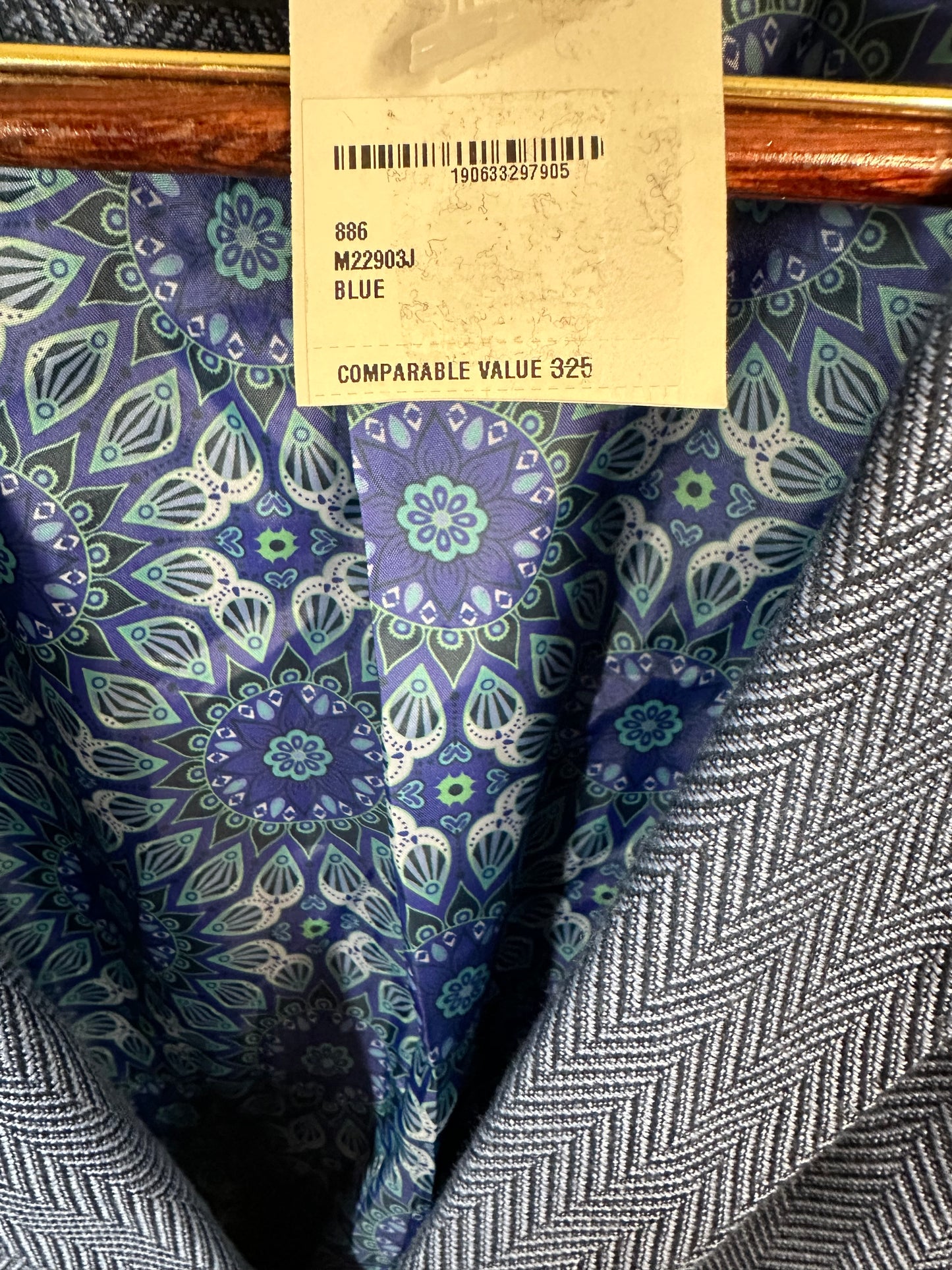 Tailorbyrd Men's Sportcoat Blazer Blue Herringbone 48 Long