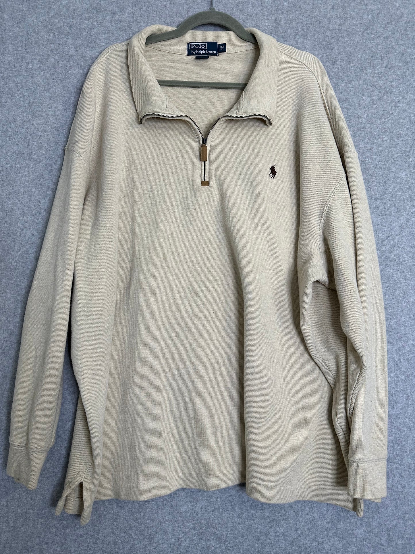 Polo Ralph Lauren Quarter Zip Pullover Oatmeal / Beige Sweater Men's 3XB