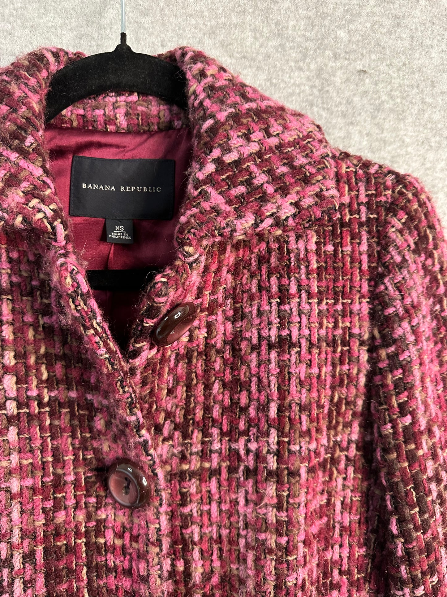 Banana Republic Mohair Wool Blend Tweed Pea Coat Size Extra Small