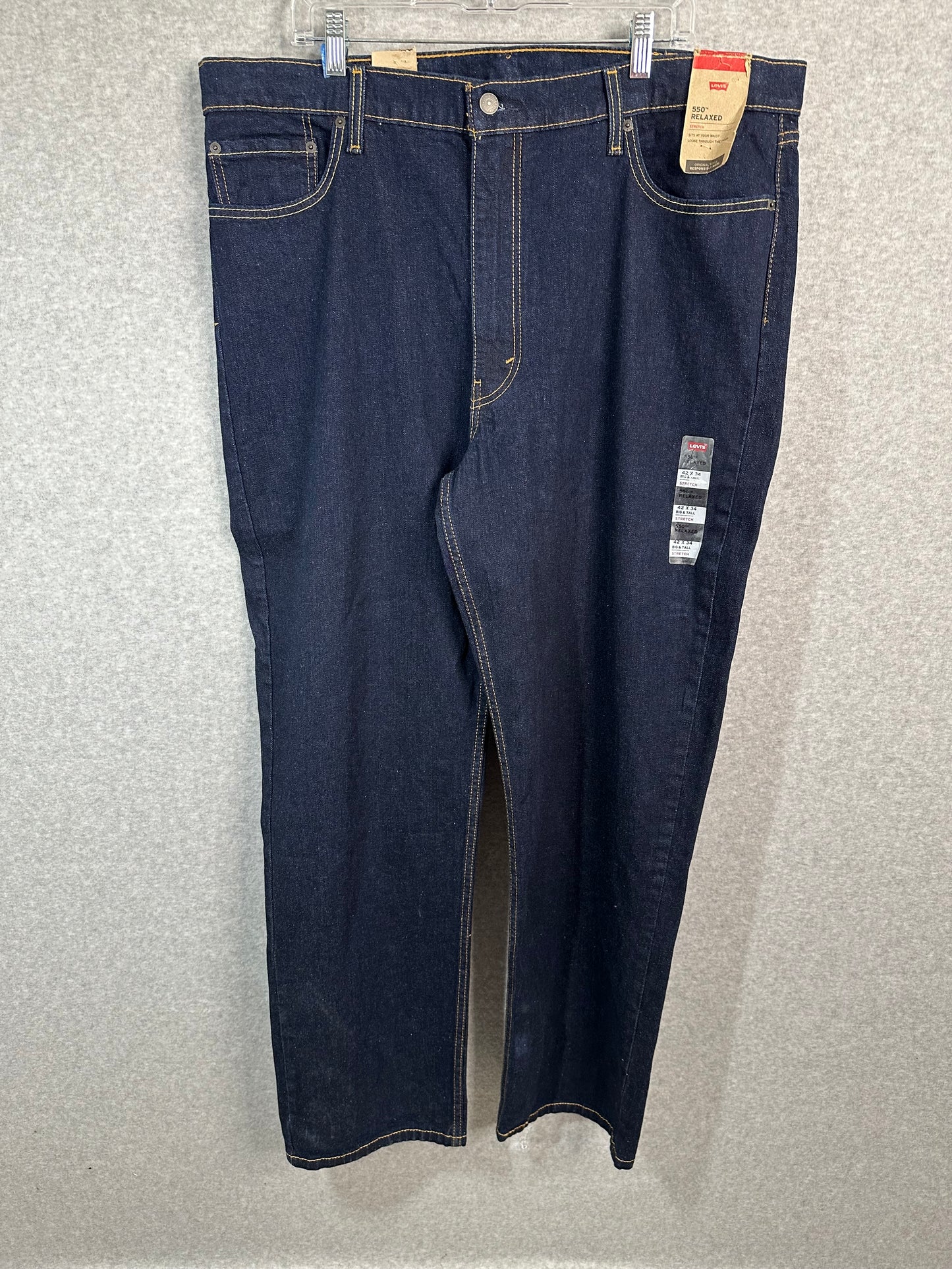 Levis Men's Big & Tall 550 Relaxed Fit Jeans Stretch Straight Leg Dark Wash Size 42x34