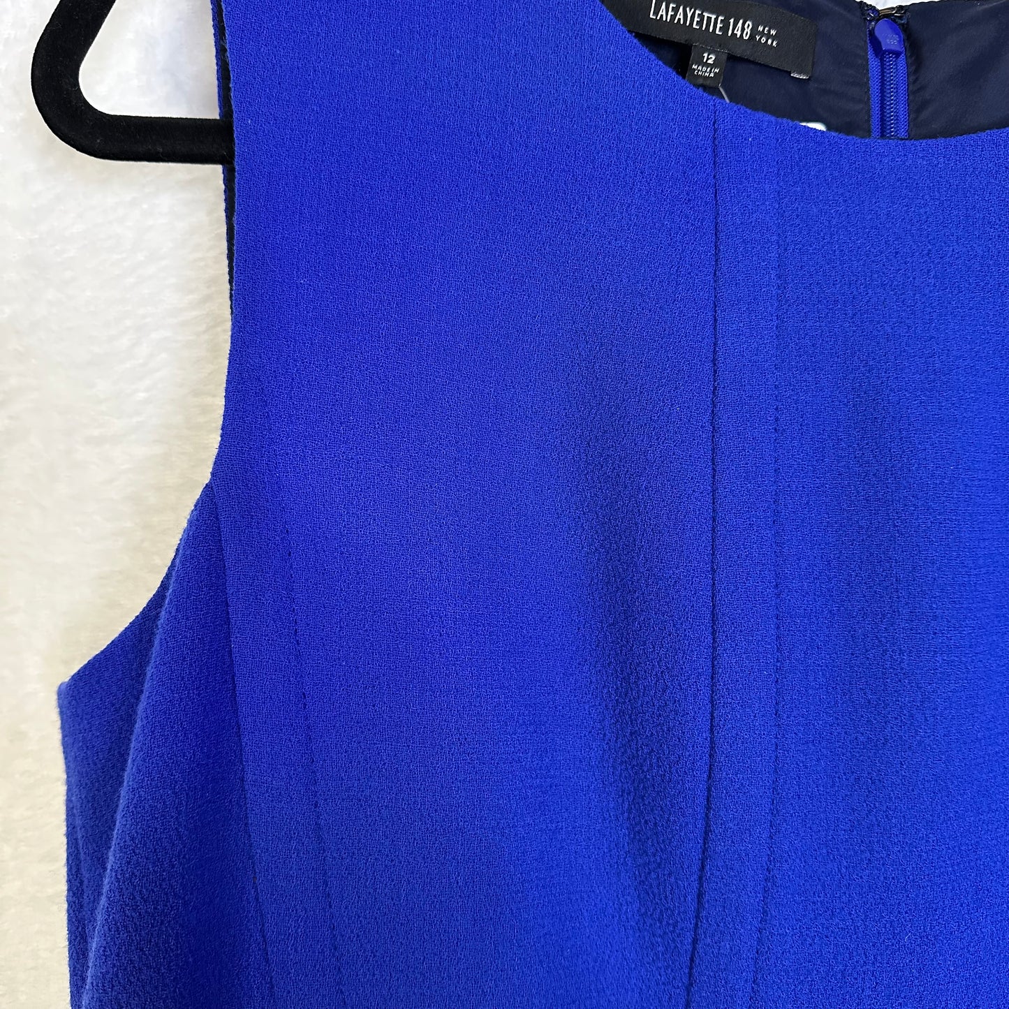 Lafayette 148 New York Virgin Wool Sleeveless Cobalt Blue Sheath Dress Women's 12