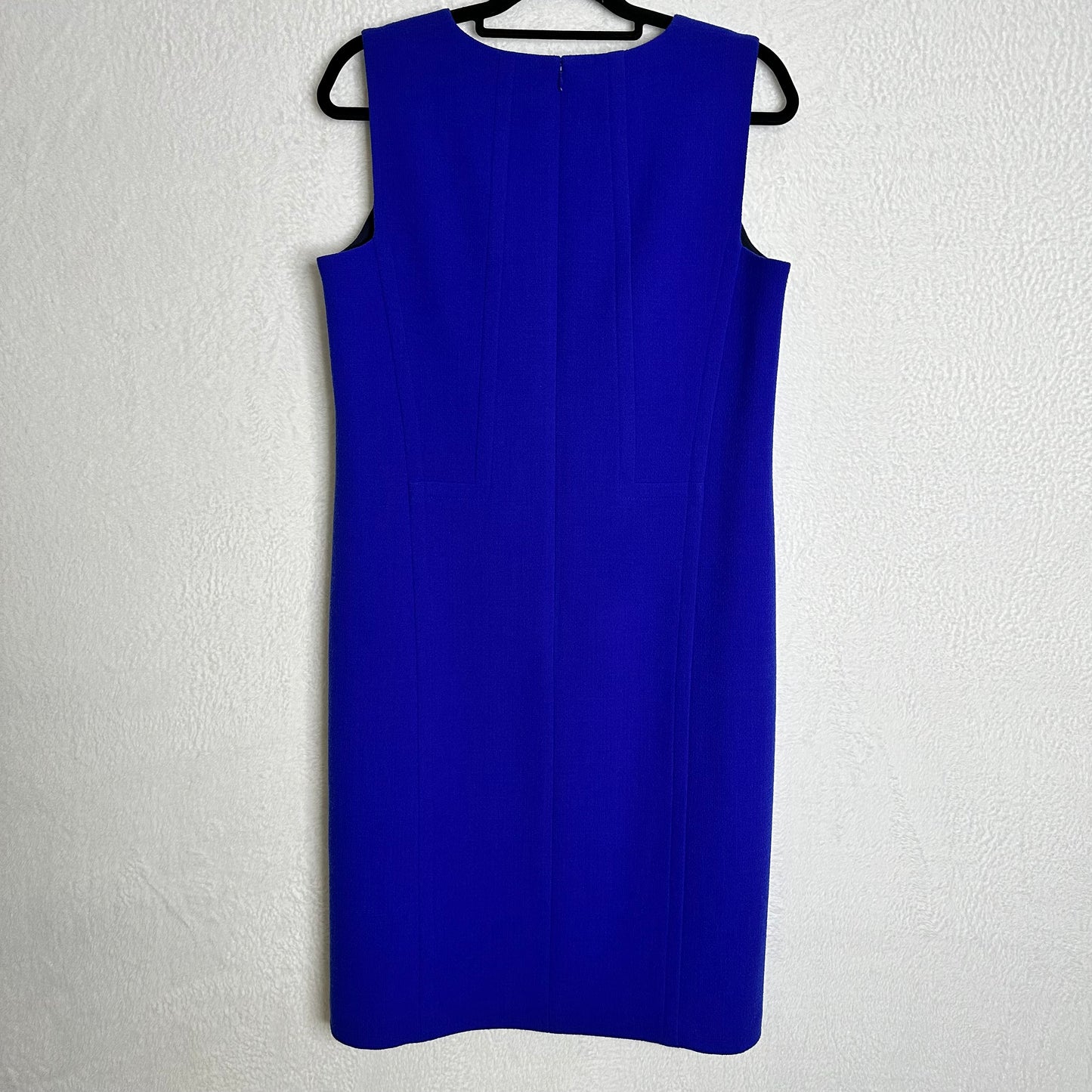 Lafayette 148 New York Virgin Wool Sleeveless Cobalt Blue Sheath Dress Women's 12