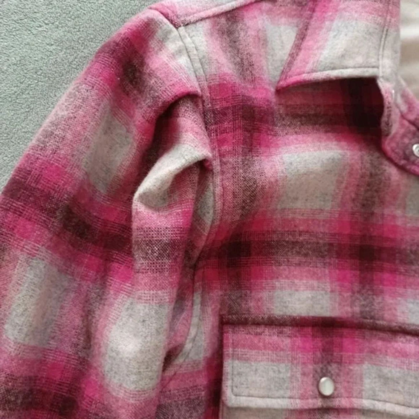 Isabel Marant Étoile Reosi Button-Down Shirt Flannel Women's Sz. 2 Plaid Pink And Gray