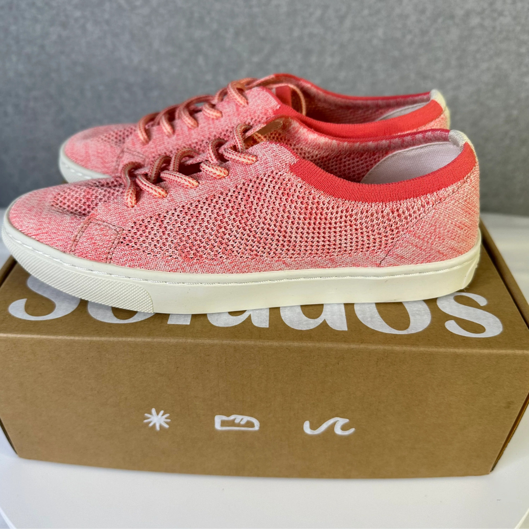 Soludos “Ashore" Knit Sneakers  Coral Confetti Size 7