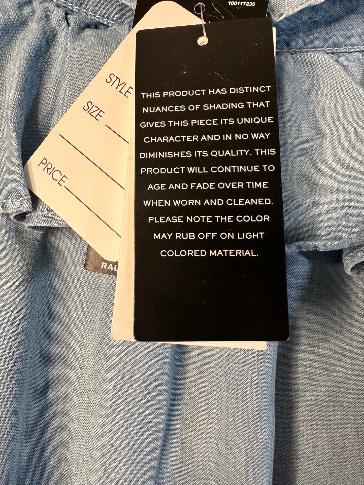 Lauren Ralph Lauren Smocked Ruffle Denim Dress Women's Size 6 Side On-Seam Pockets