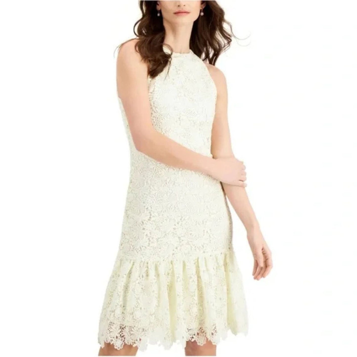 Lauren Ralph Lauren Sleeveless Lace Cocktail Dress Pale Cream Women's Size 8