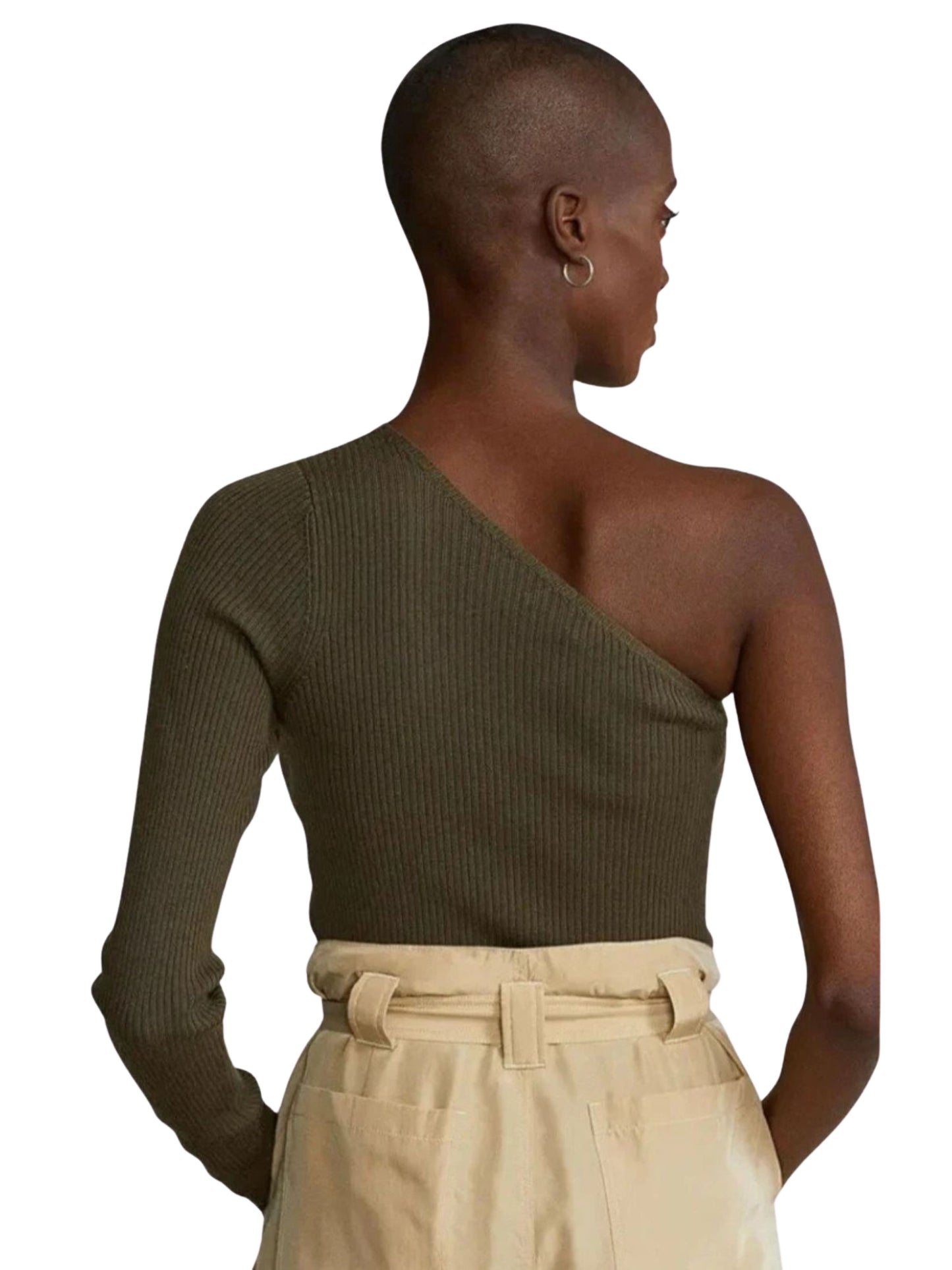 Polo Ralph Lauren Merino Wool One-Shoulder Knit Sweater Slim Fit Lightweight Size Medium