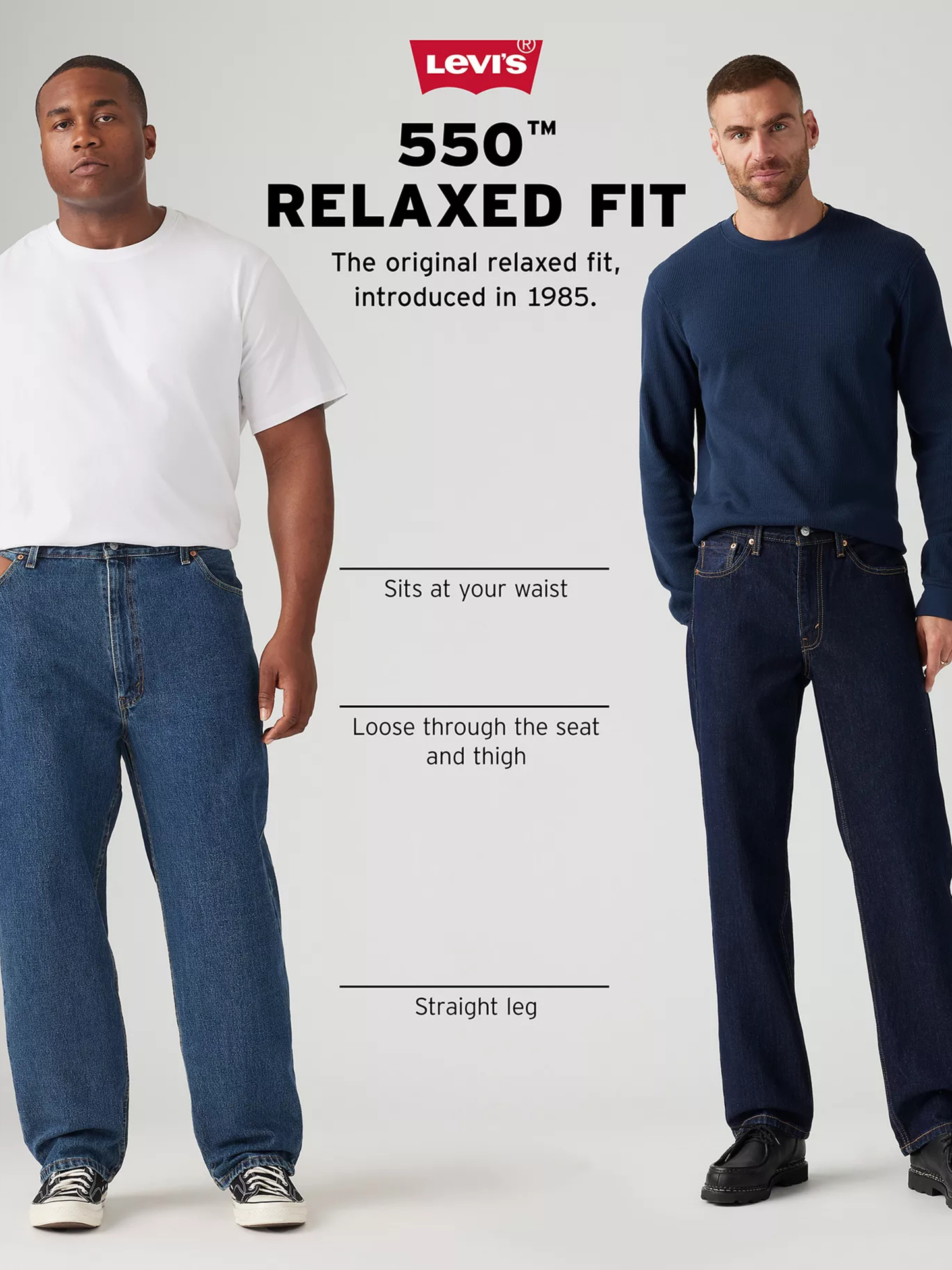 Levis Men's Big & Tall 550 Relaxed Fit Jeans Stretch Straight Leg Dark Wash Size 42x34