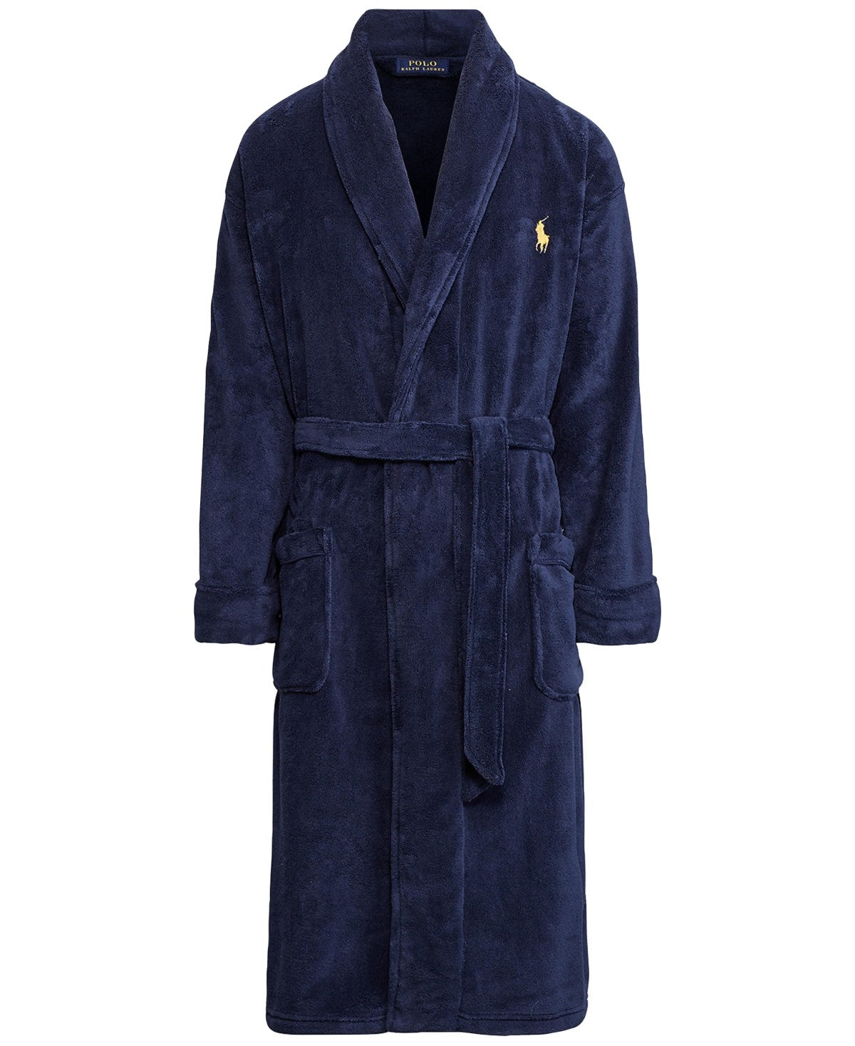 Polo Ralph Lauren Microfiber Plush Robe Men's L / XL Navy Shawl Collar Big Pony