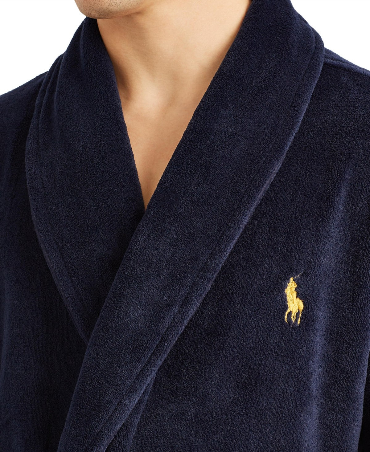 Polo Ralph Lauren Microfiber Plush Robe Men's L / XL Navy Shawl Collar Big Pony