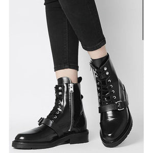 Sz. 8 ALLSAINTS Women's Leather  Donita Combat Boots Retail $348.00 Free Shipping