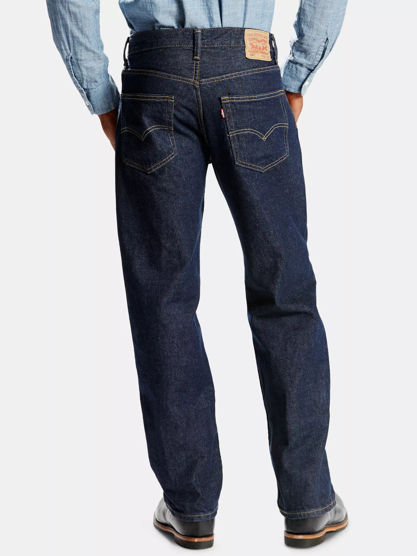 Levis Men's Big & Tall 550 Relaxed Fit Jeans Stretch Straight Leg Dark Wash Size 42x34