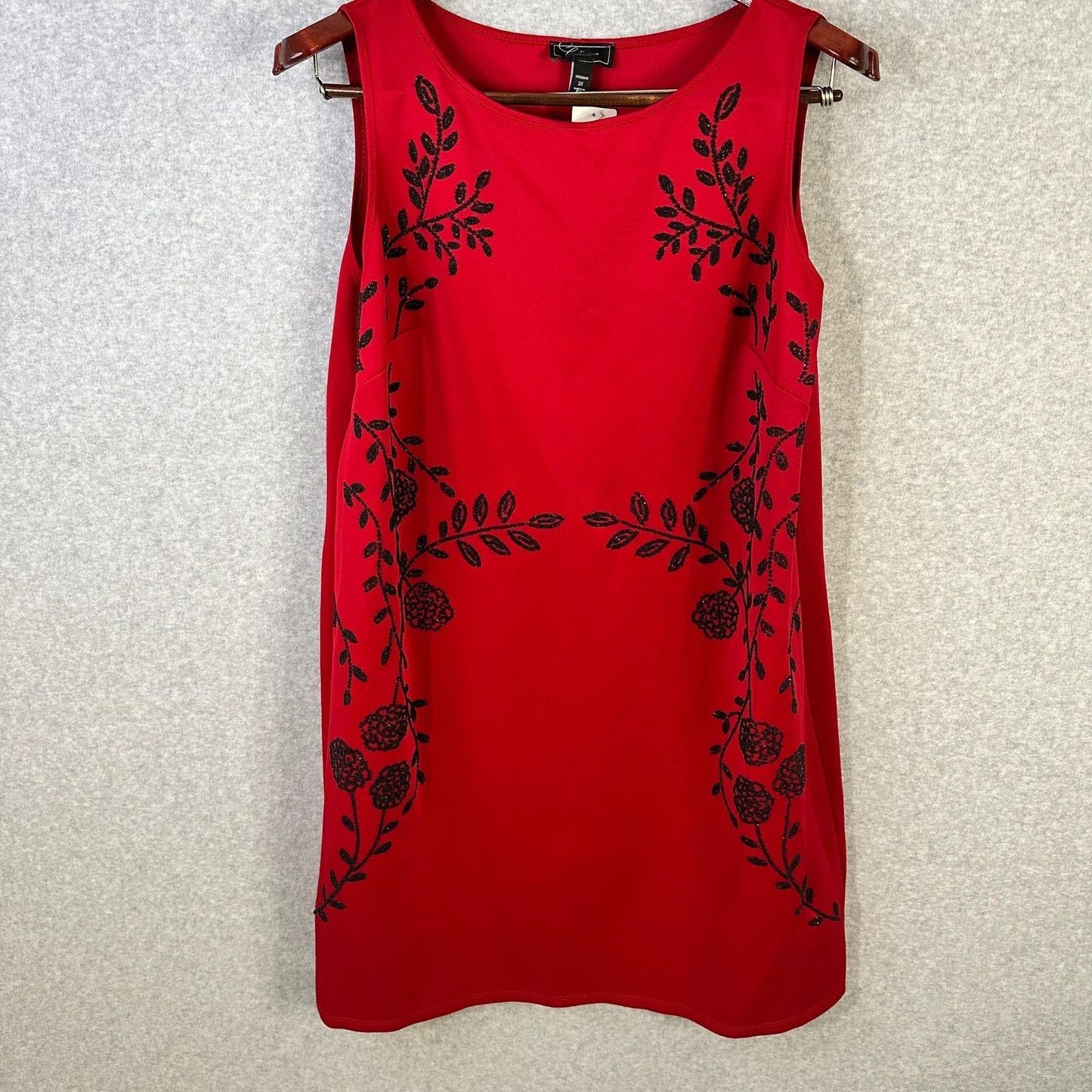 Collection Dressbarn Sleeveless Beaded Red & Black Dress Women's 2X