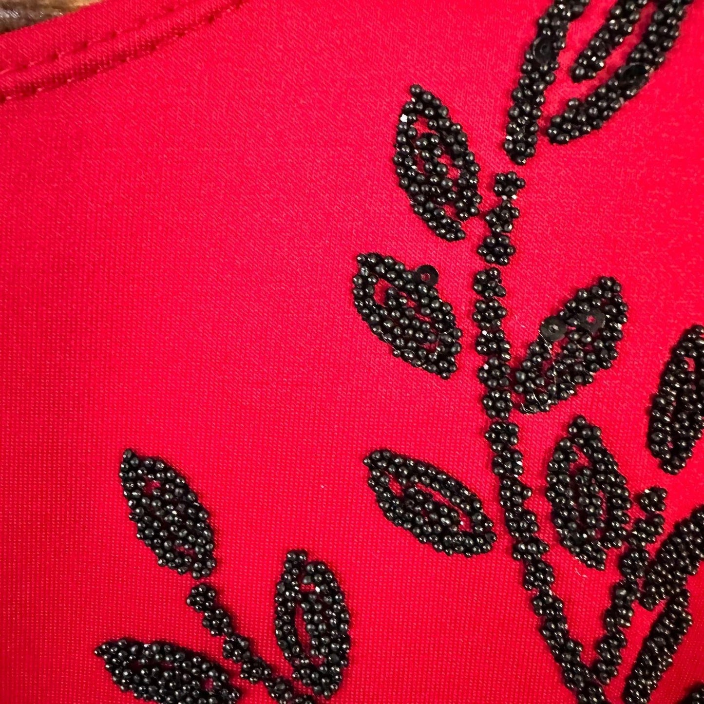 Collection Dressbarn Sleeveless Beaded Red & Black Dress Women's 2X
