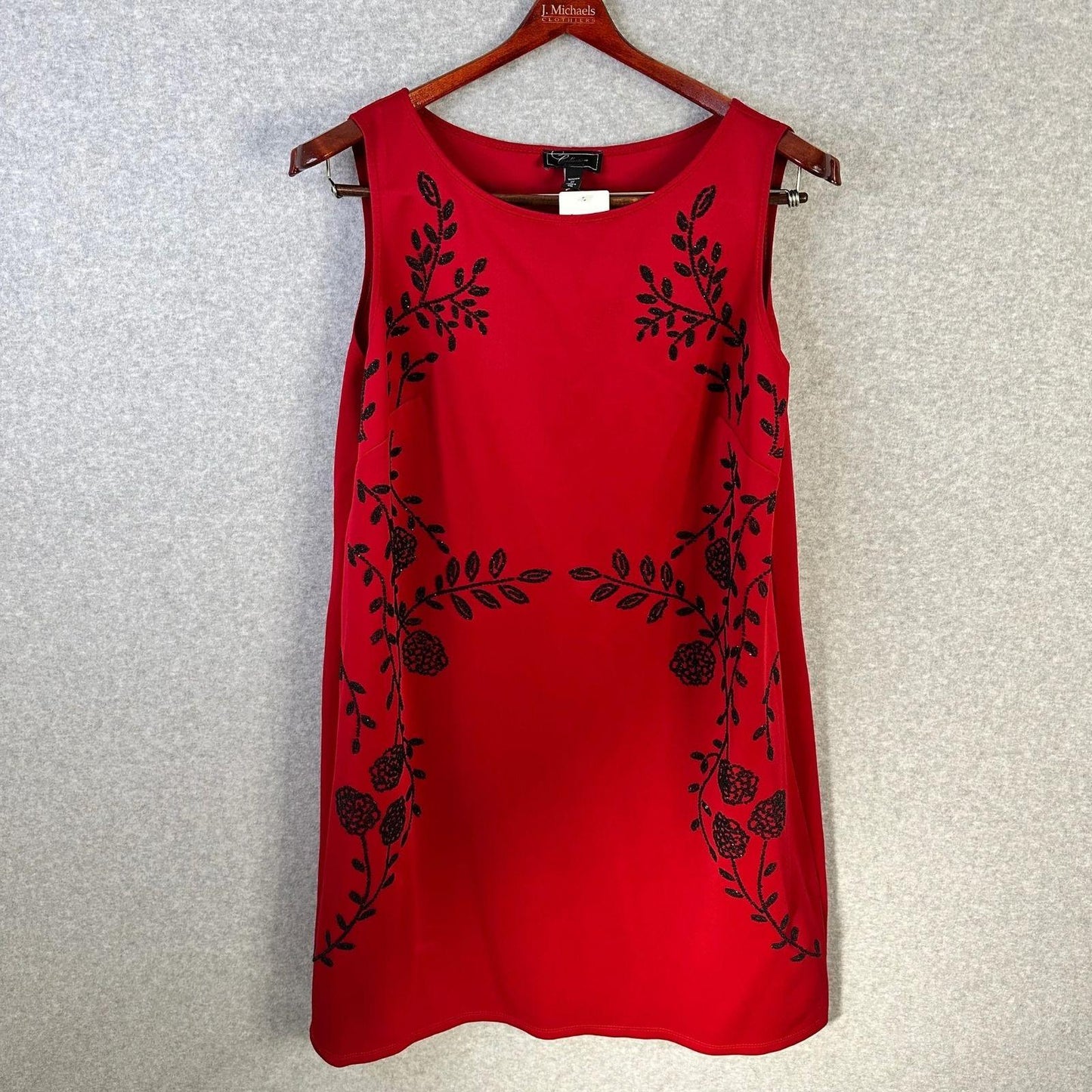 Collection Dressbarn Sleeveless Beaded Red & Black Dress Women's 2X