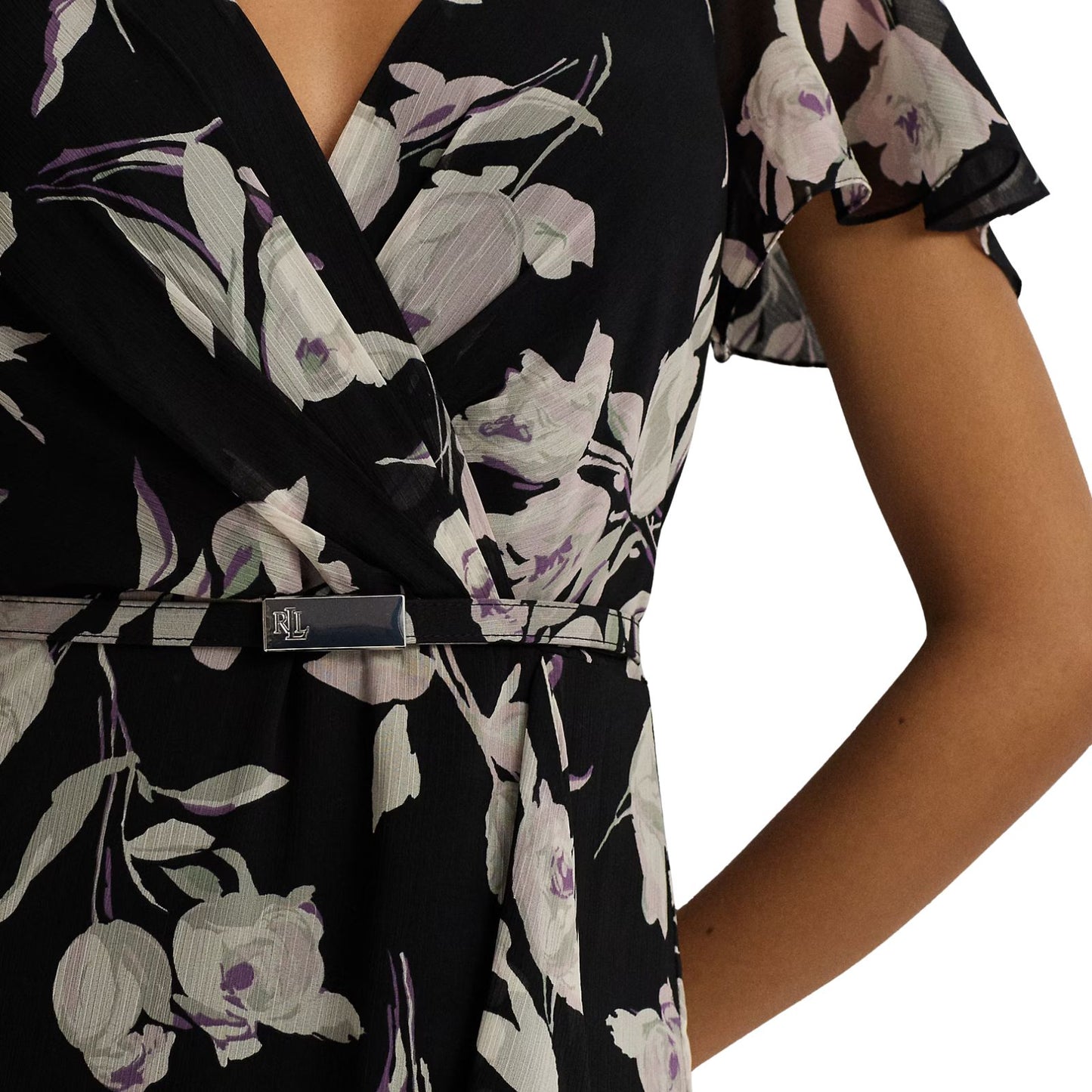 Lauren Ralph Lauren Floral Flutter-Sleeve Gown Size 6