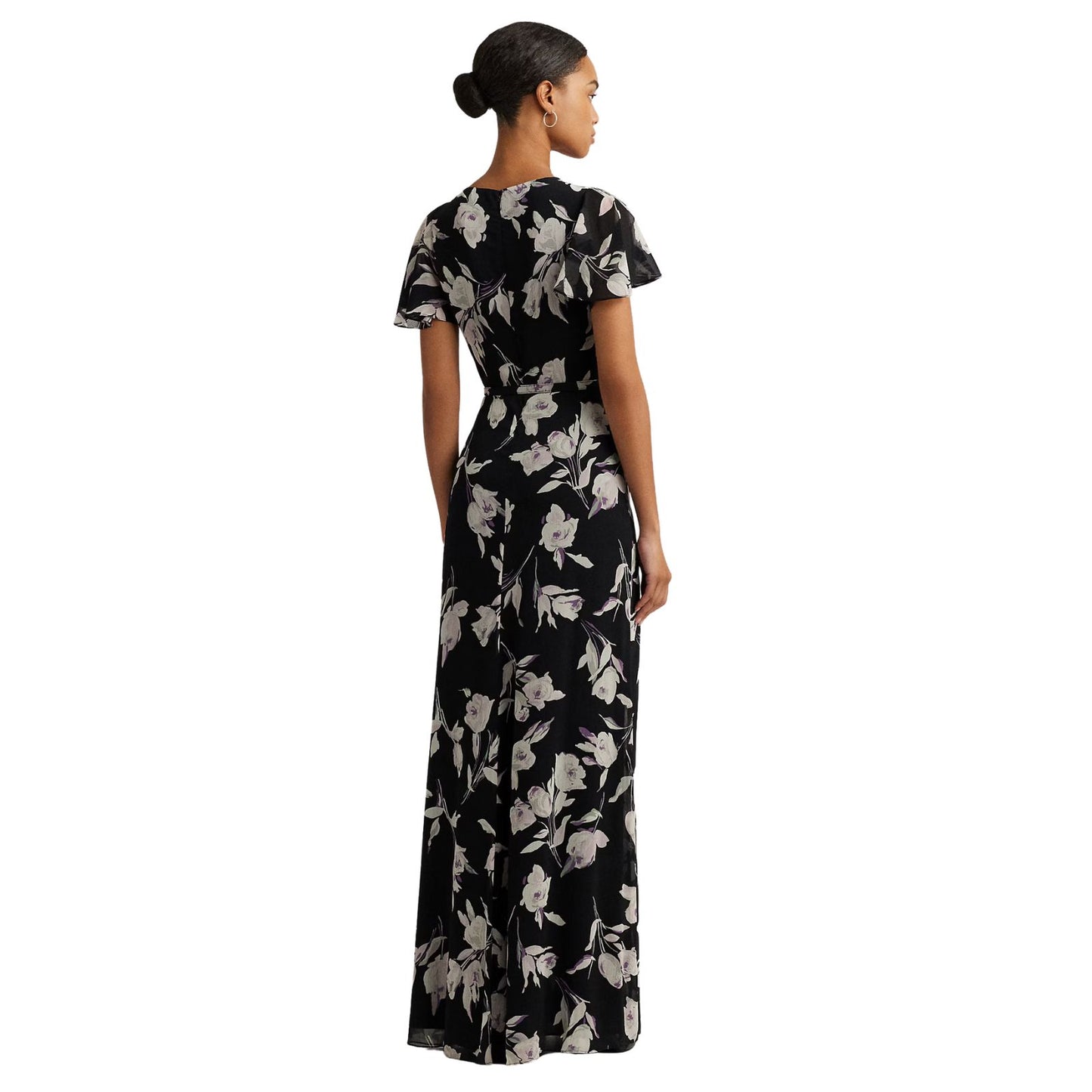 Lauren Ralph Lauren Floral Flutter-Sleeve Gown Size 6