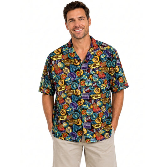 Disney Parks Hawaiian Camp Shirt Short Sleeve Passport Collection Men's XXL