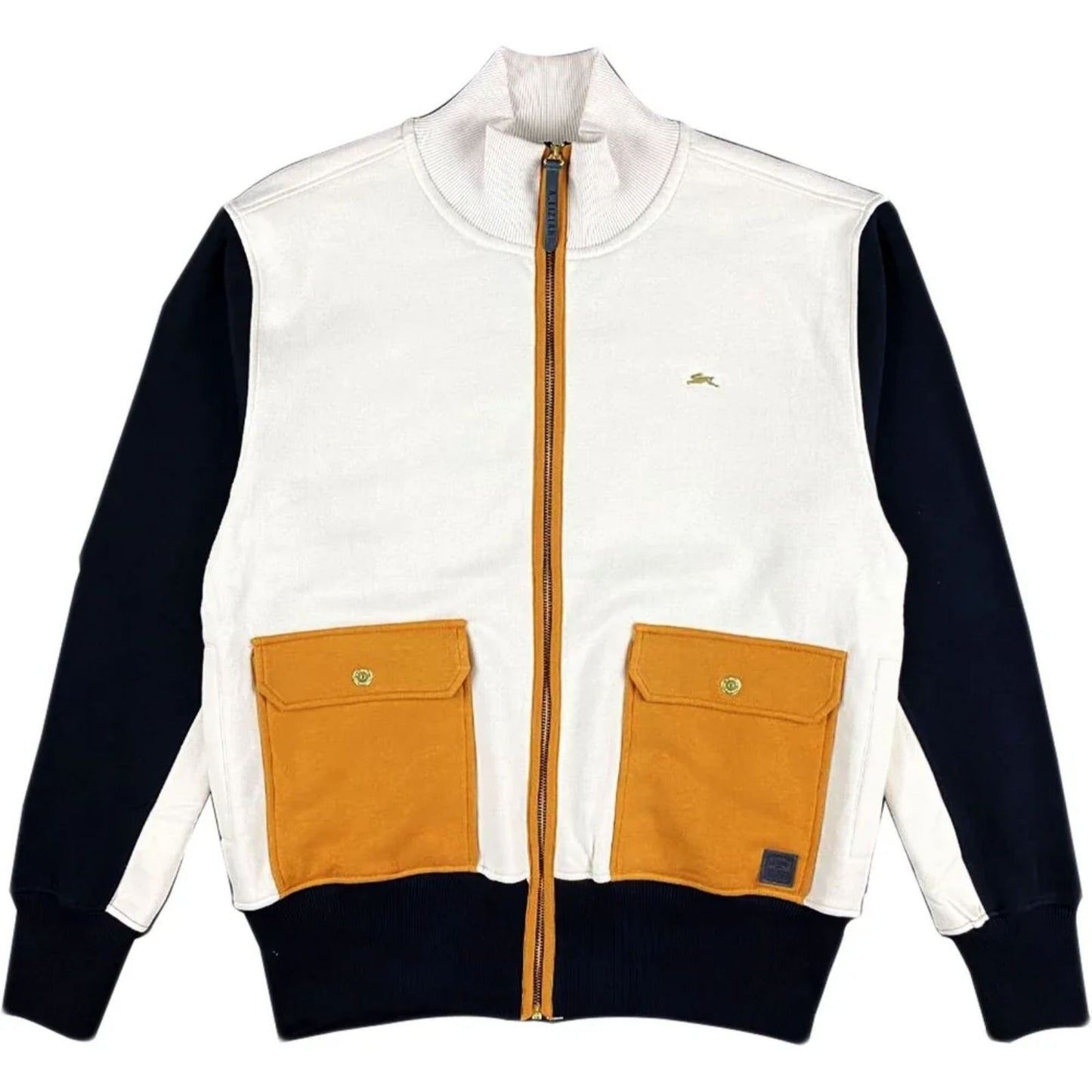 A. Tiziano Parker Creme Color Block Full Zip Streetwear Knit Sweater Men's 5X