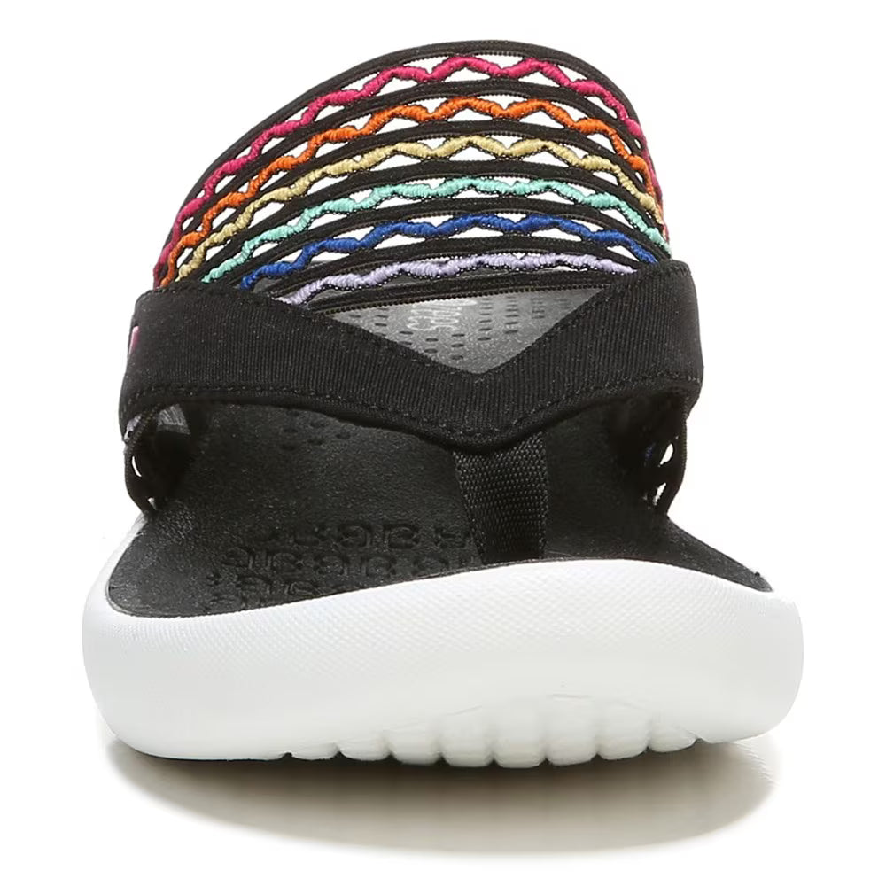 Bzees Cabana Thong Sandals Women's 7.5 WIDE Black Washable