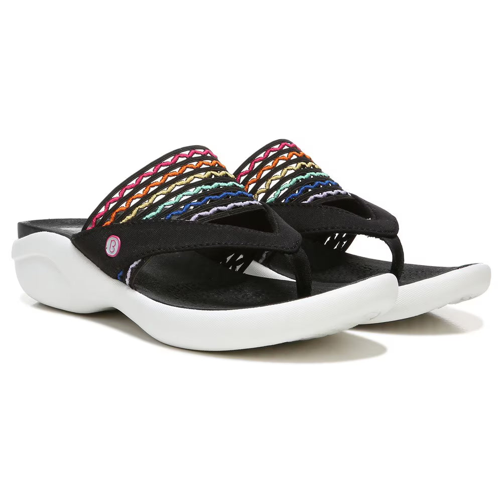 Bzees Cabana Thong Sandals Women's 7.5 WIDE Black Washable