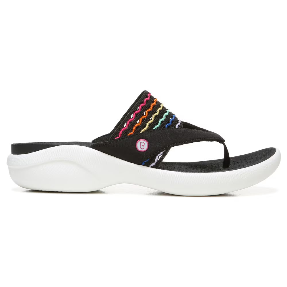 Bzees Cabana Thong Sandals Women's 7.5 WIDE Black Washable