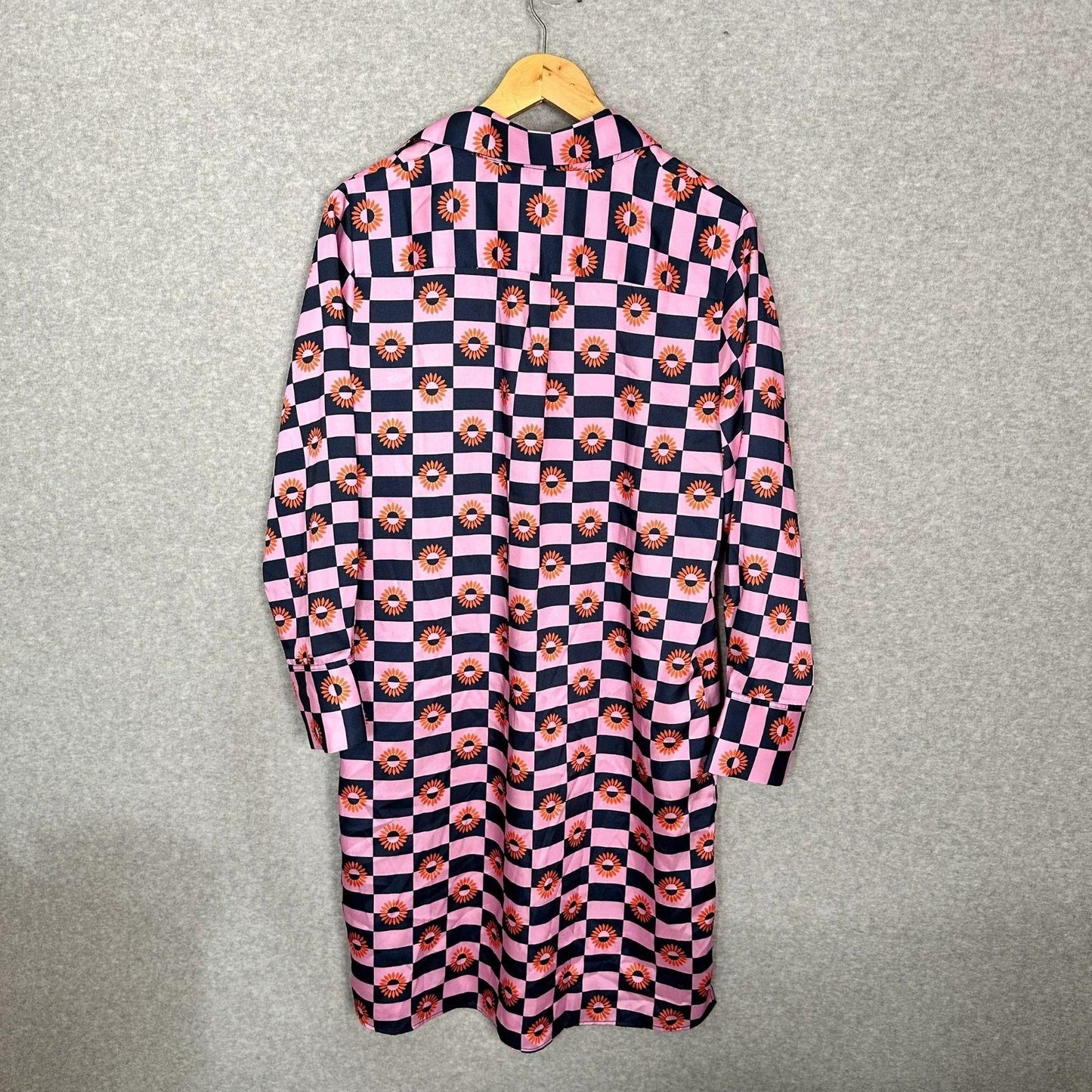 Vilagallo Midi Shirt Dress Womens Medium EU 42 Pockets Blue Orange Pink