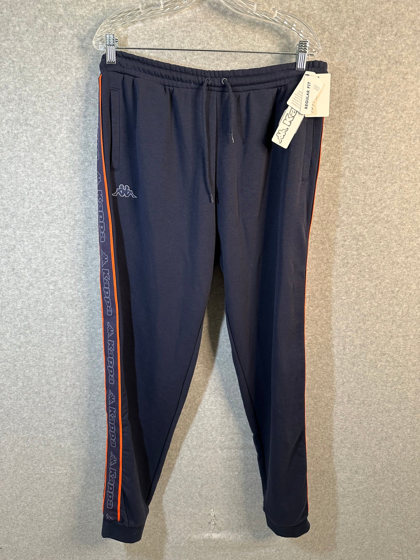 Kappa Jogger Pants French Terry Blue Orange Logo Tape Anira 2 Mens Size XXL