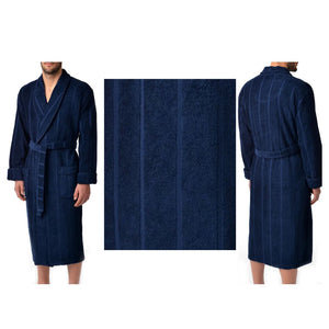 Sz.2XT/3XT  Men's Big & Tall Majestic International Ultra Lux Jacquard Shawl Robe Color Marine Blue Retail $160.00