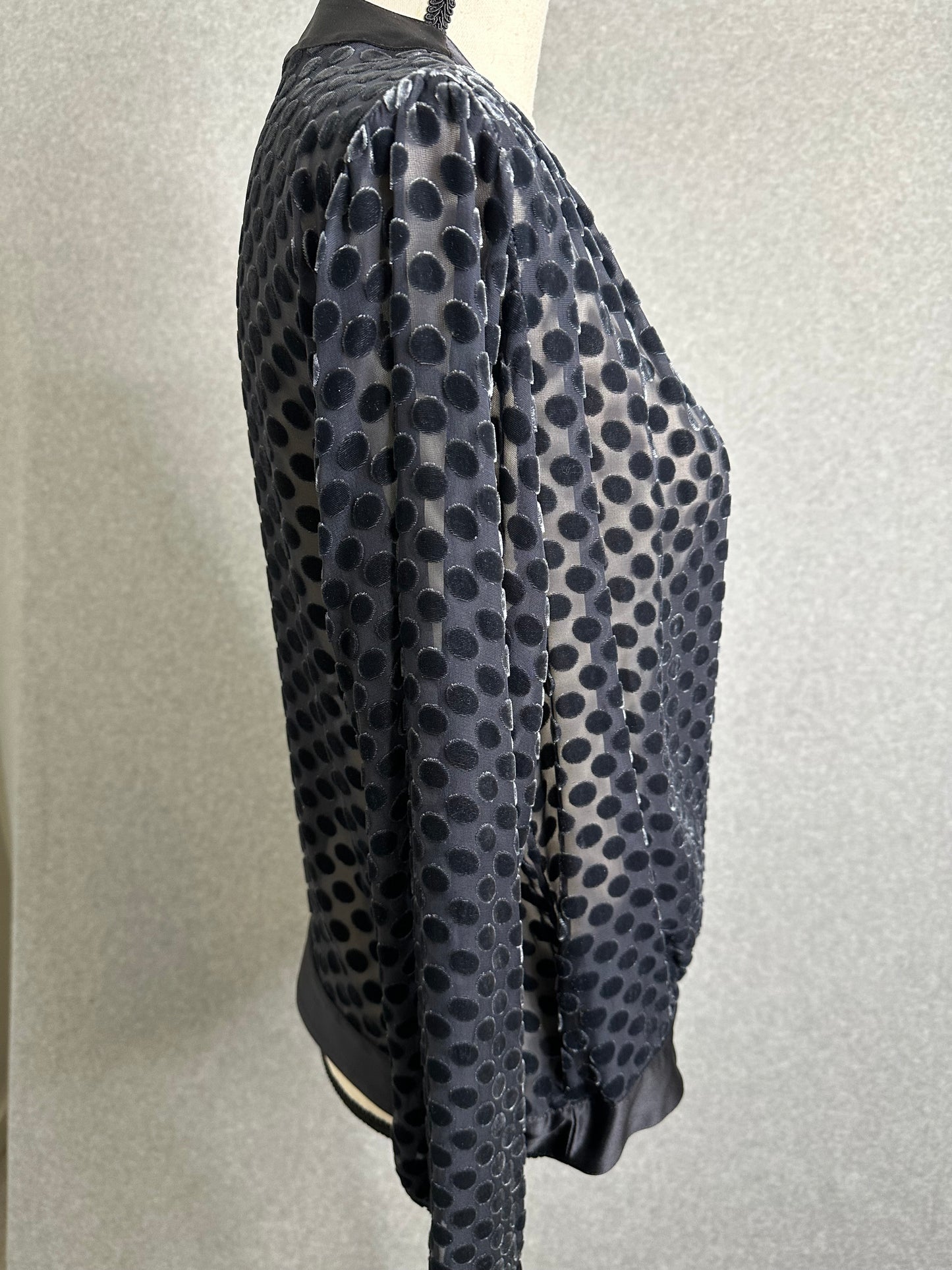 Worth New York Silk Blend Faux Wrap Semi Sheer Polka Dot Top Size Medium