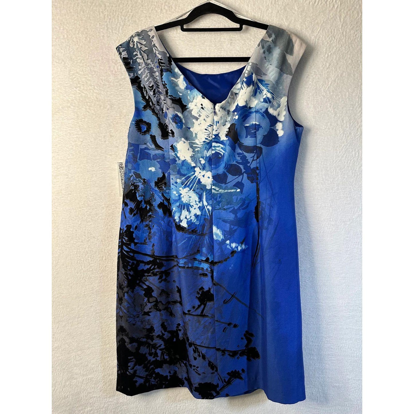 Kay Unger Abstract Floral Velvet Sheath Dress Silk Blend Women's Size 16