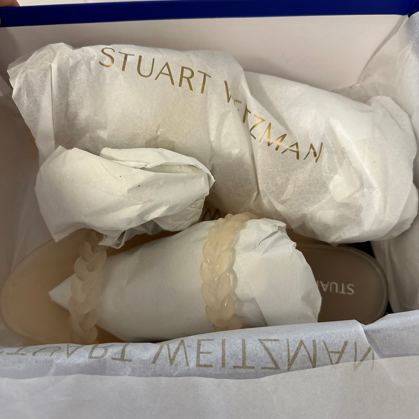 Stuart Weitzman Braida Sawyer Sheer Open Toe Sandals Women's Size 9B