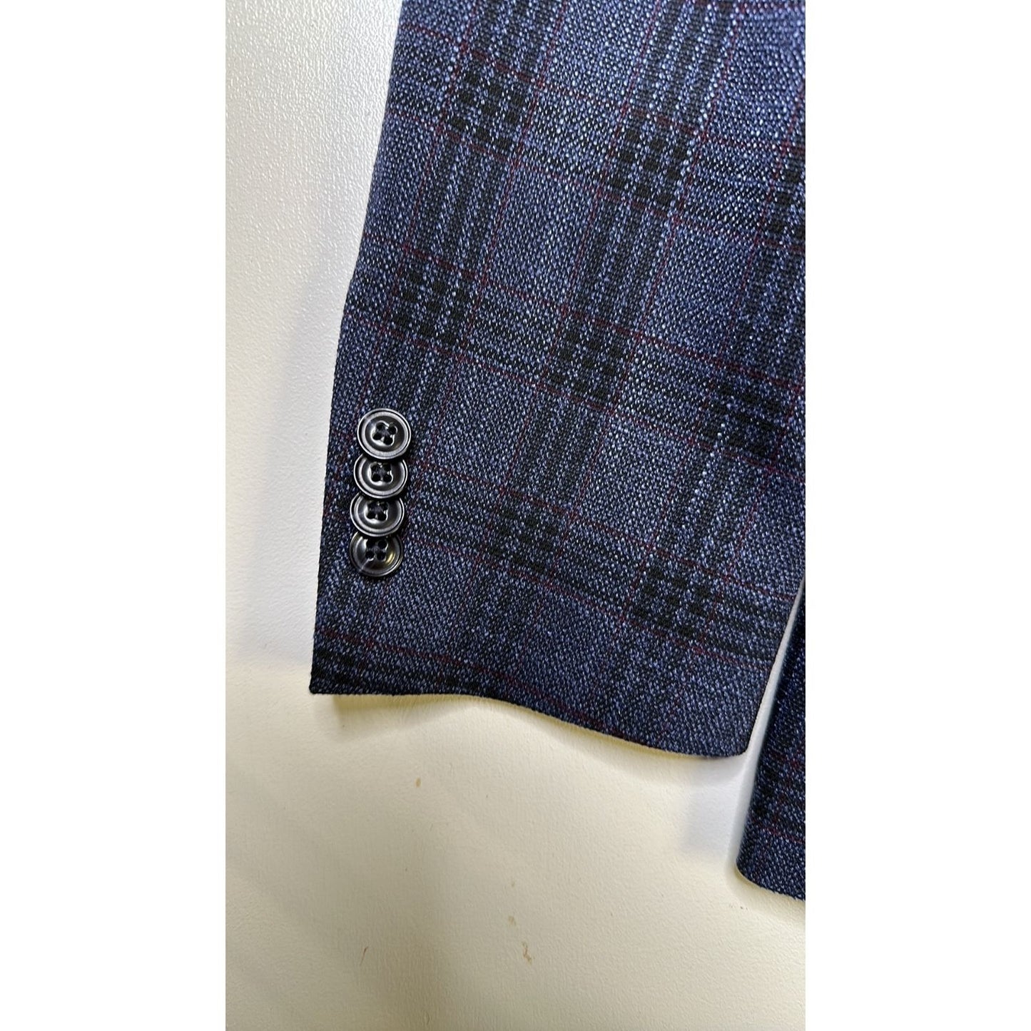 38 Short - Tommy Hilfiger Modern Fit Stretch Sport Coat Blazer Navy Blue Red Check - Looking For This Size In Blazers, Suits, Or Other Items -  Message Us - We Are Glad To Assist. Canali To Carhartt & Everything In Between For The Well Dressed Modern Man