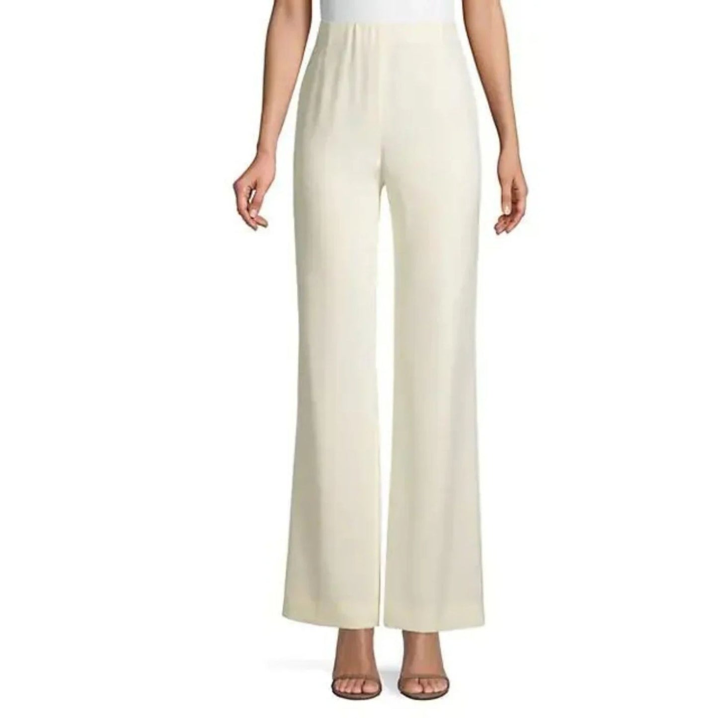 Lafayette 148 New York Silk Cloud Crepe De Chine Straight Leg Pants Women's 8
