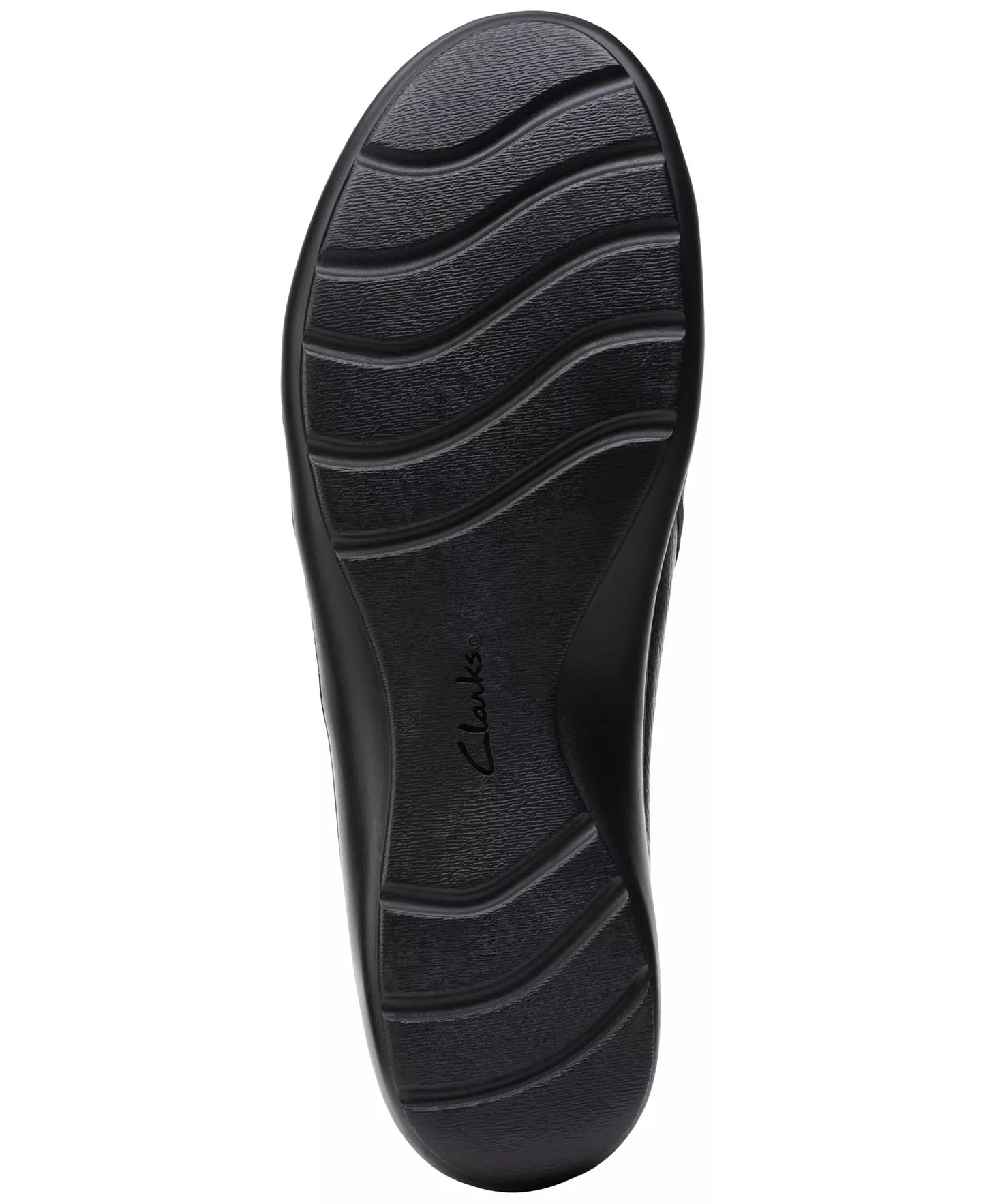 Clarks Cora Giny Loafer Women's 6.5 WIDE Flats Black Leather Slip On Ortholite Cushioned With Zip Closure