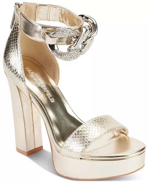 KARL LAGERFELD PARIS Women's Anisha Ankle-Strap Embellished Sandals Women's Size 8