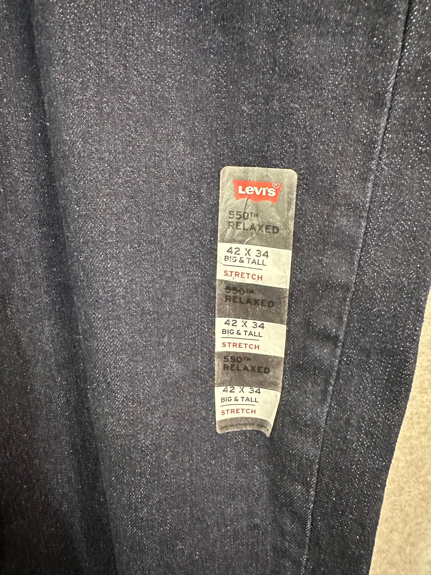 Levis Men's Big & Tall 550 Relaxed Fit Jeans Stretch Straight Leg Dark Wash Size 42x34