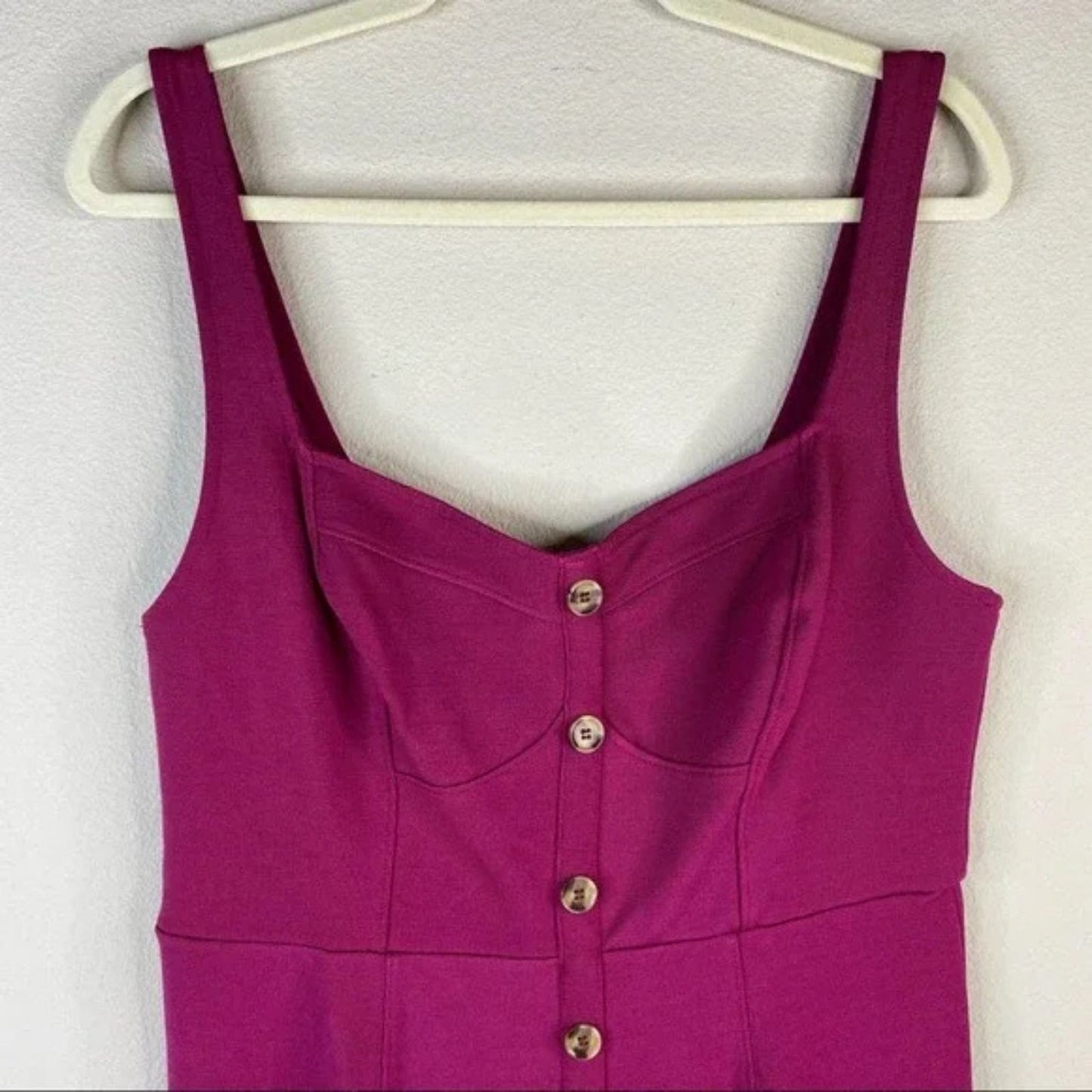 Anthropologie Maeve Knit Midi Dress Women's Size 8 Stretch Wildberry Sweetheart Neckline